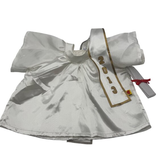 Build-A-Bear Workshop Graduation Set White Satin Gown 2013 For Teddy Bear - Picture 1 of 5